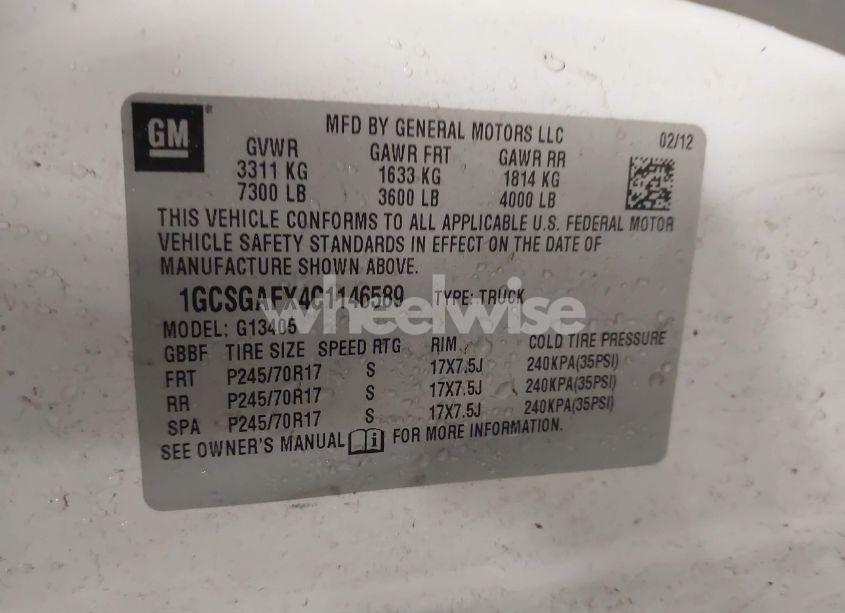 Photo 9 of 2012 Chevrolet Express 1500 WORK VAN (VIN 1GCSGAFX4C1146589)