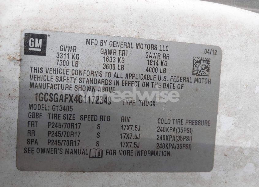 Photo 9 of 2012 Chevrolet Express 1500 WORK VAN (VIN 1GCSGAFX4C1172349)