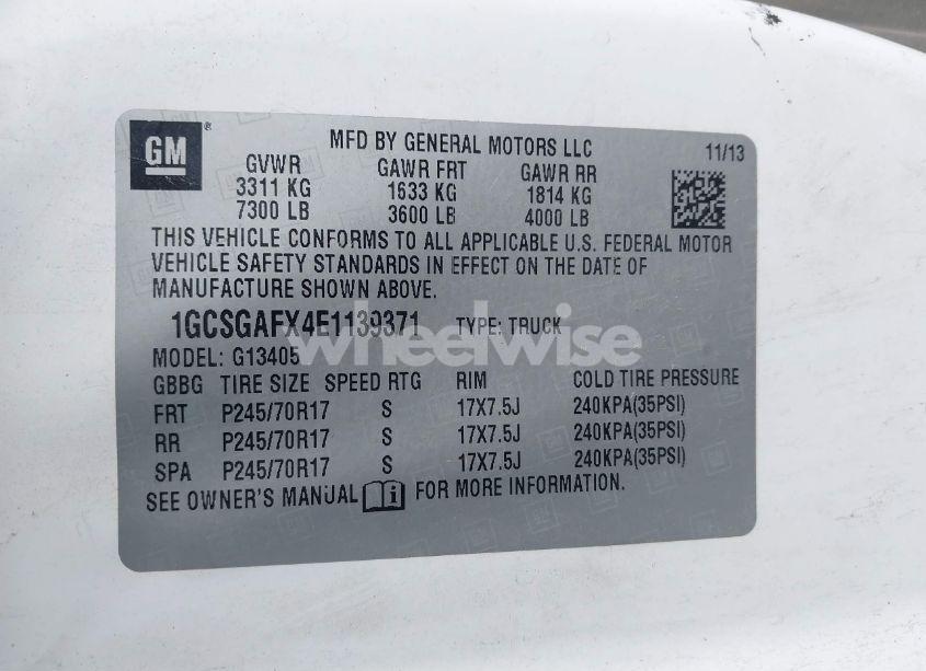 Photo 9 of 2014 Chevrolet Express 1500 WORK VAN (VIN 1GCSGAFX4E1139371)