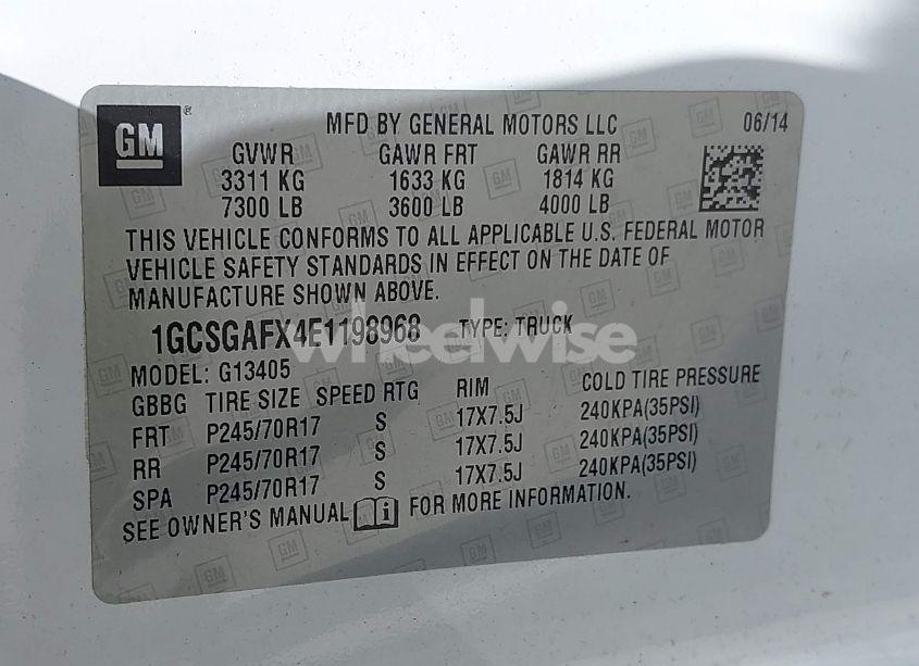 Photo 9 of 2014 Chevrolet Express 1500 WORK VAN (VIN 1GCSGAFX4E1198968)