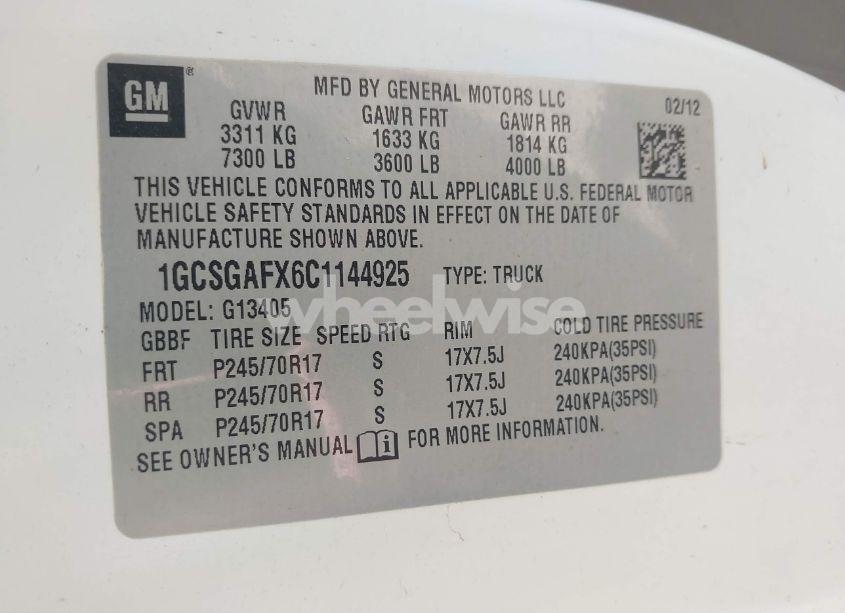 Photo 9 of 2012 Chevrolet Express 1500 WORK VAN (VIN 1GCSGAFX6C1144925)