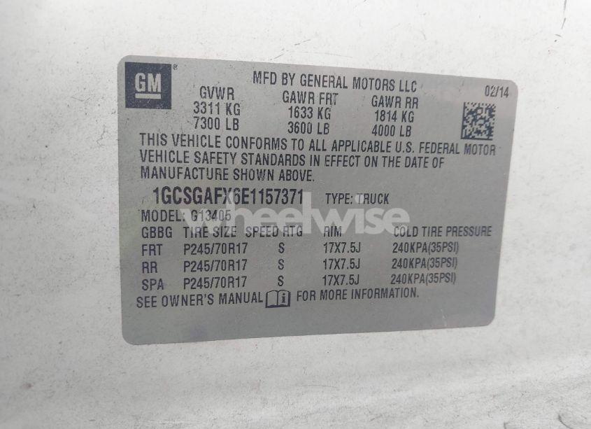 Photo 9 of 2014 Chevrolet Express 1500 WORK VAN (VIN 1GCSGAFX6E1157371)