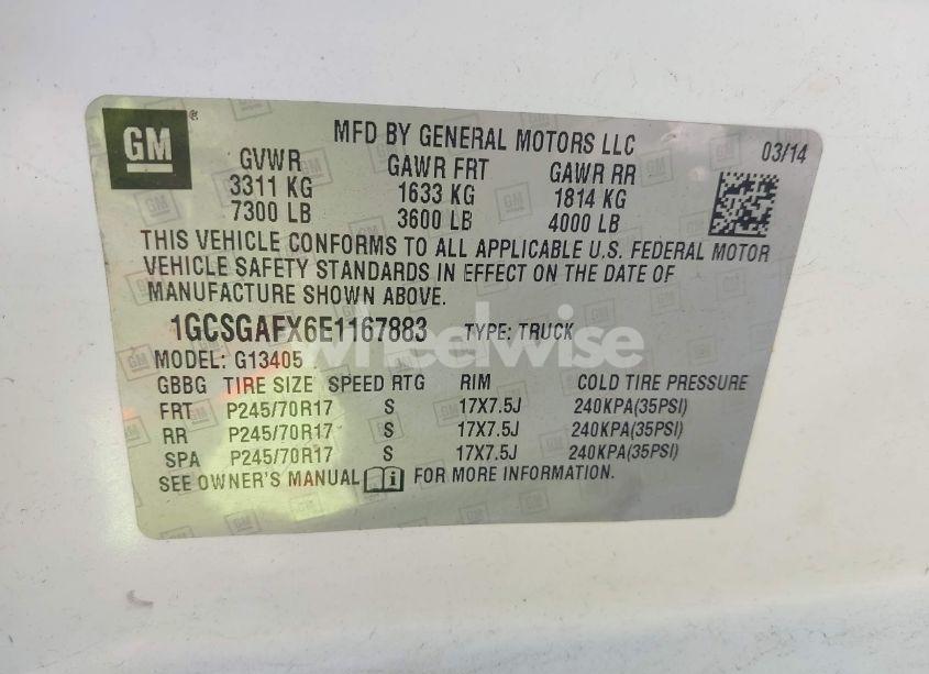 Photo 9 of 2014 Chevrolet Express 1500 WORK VAN (VIN 1GCSGAFX6E1167883)