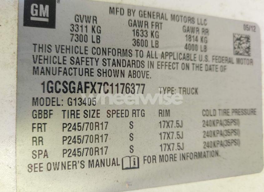 Photo 9 of 2012 Chevrolet Express 1500 WORK VAN (VIN 1GCSGAFX7C1176377)