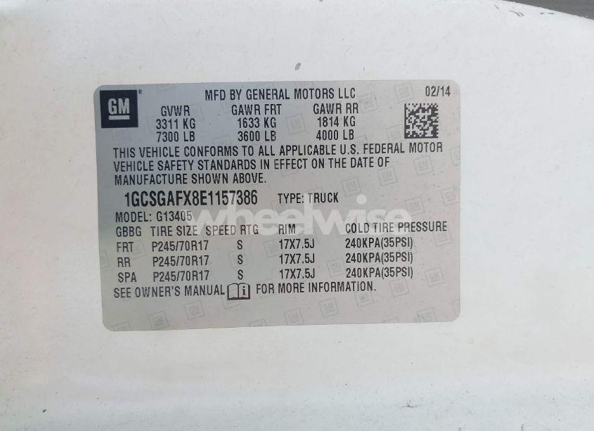 Photo 9 of 2014 Chevrolet Express 1500 WORK VAN (VIN 1GCSGAFX8E1157386)