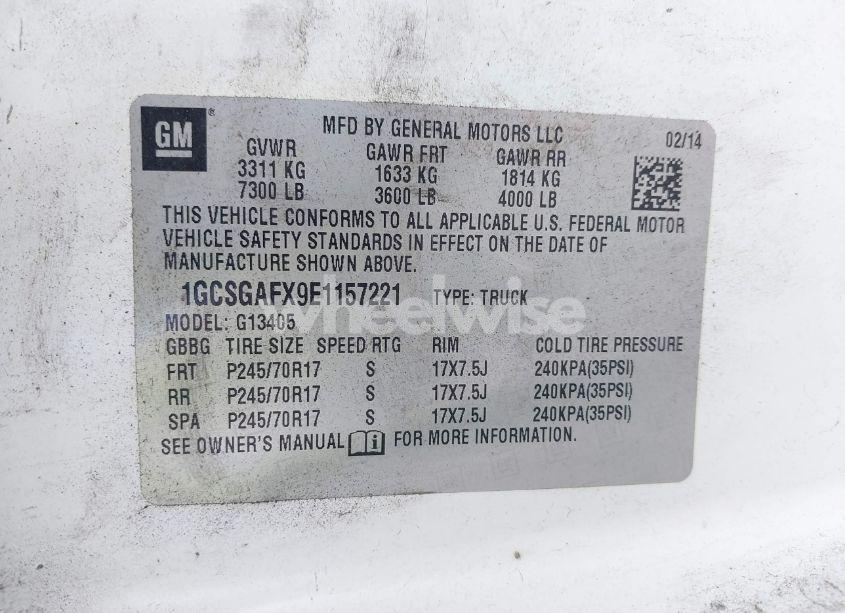 Photo 9 of 2014 Chevrolet Express 1500 WORK VAN (VIN 1GCSGAFX9E1157221)