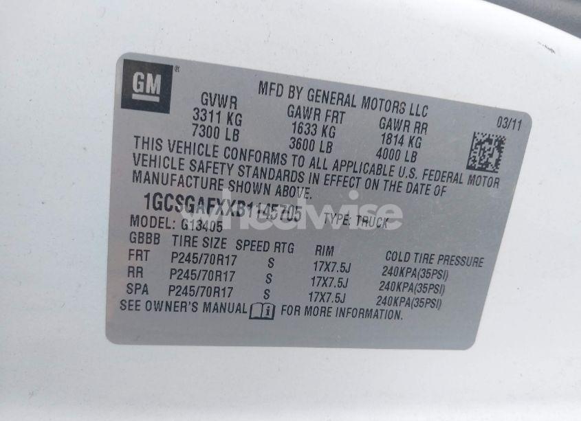 Photo 9 of 2011 Chevrolet Express 1500 WORK VAN (VIN 1GCSGAFXXB1145705)