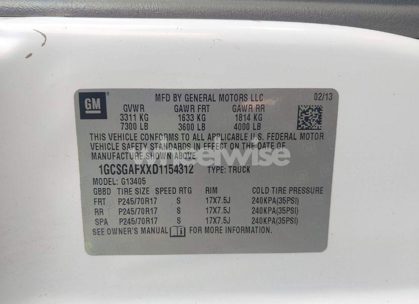 Photo 9 of 2013 Chevrolet Express 1500 WORK VAN (VIN 1GCSGAFXXD1154312)