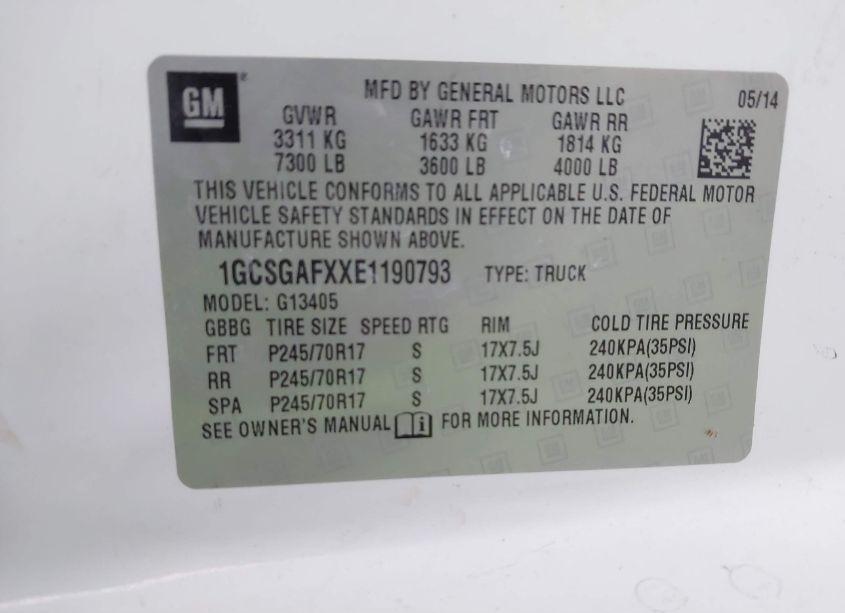 Photo 9 of 2014 Chevrolet Express 1500 WORK VAN (VIN 1GCSGAFXXE1190793)