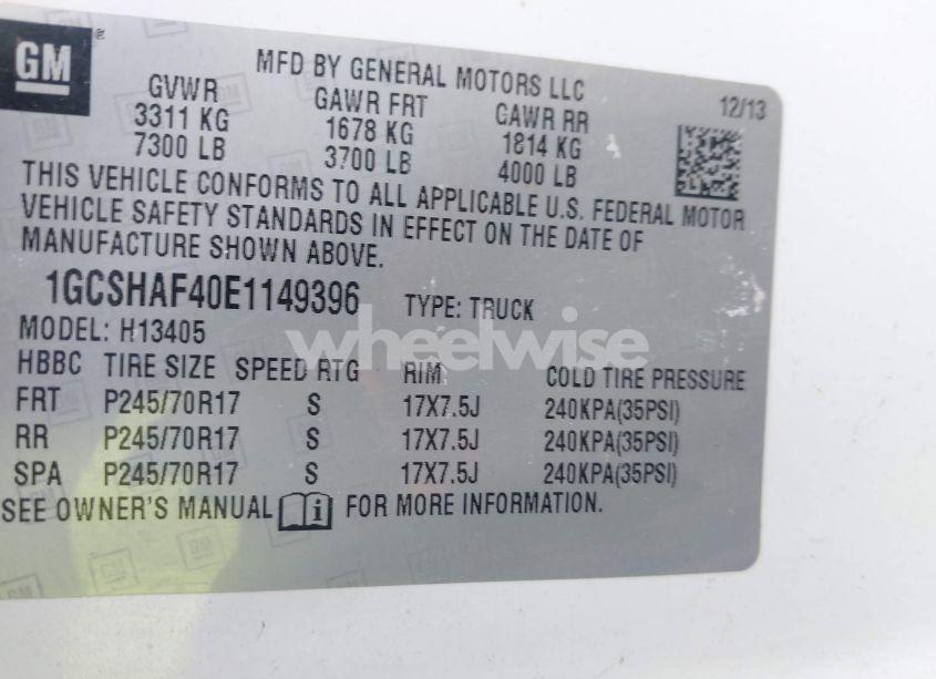 Photo 9 of 2014 Chevrolet Express 1500 WORK VAN (VIN 1GCSHAF40E1149396)