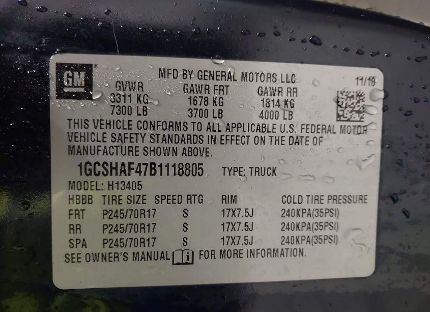 Photo 9 of 2011 Chevrolet Express 1500 WORK VAN (VIN 1GCSHAF47B1118805)