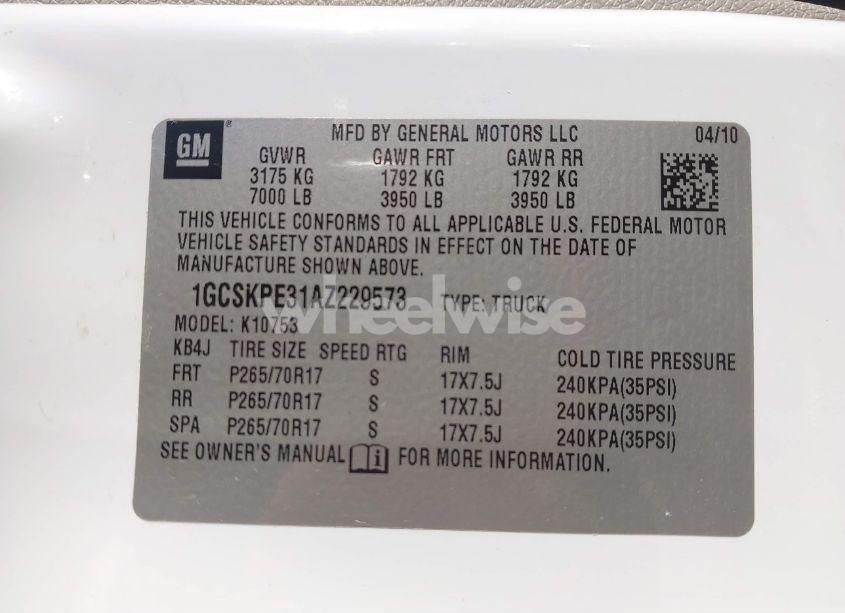 Photo 9 of 2010 Chevrolet Silverado 1500 WORK TRUCK (VIN 1GCSKPE31AZ229573)