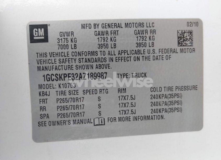 Photo 9 of 2010 Chevrolet Silverado 1500 WORK TRUCK (VIN 1GCSKPE32AZ189987)