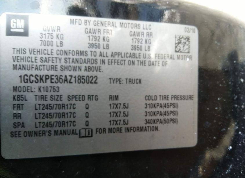Photo 9 of 2010 Chevrolet Silverado 1500 WORK TRUCK (VIN 1GCSKPE36AZ185022)