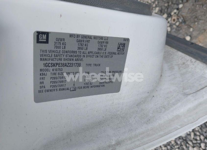 Photo 9 of 2010 Chevrolet Silverado 1500 WORK TRUCK (VIN 1GCSKPE38AZ231739)