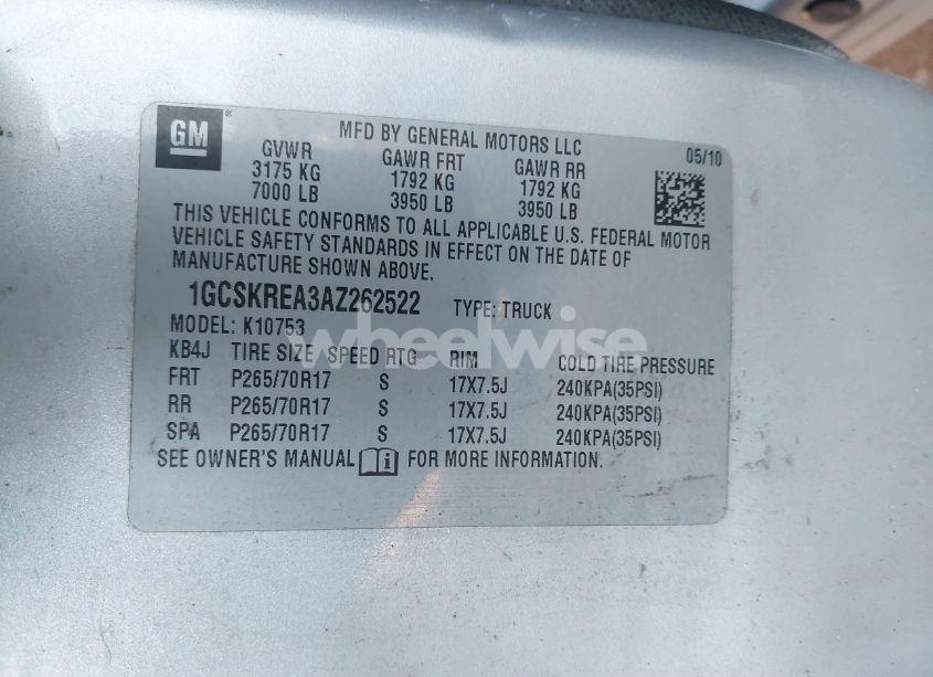 Photo 9 of 2010 Chevrolet Silverado 1500 LS (VIN 1GCSKREA3AZ262522)