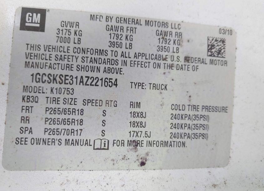 Photo 9 of 2010 Chevrolet Silverado 1500 LT (VIN 1GCSKSE31AZ221654)