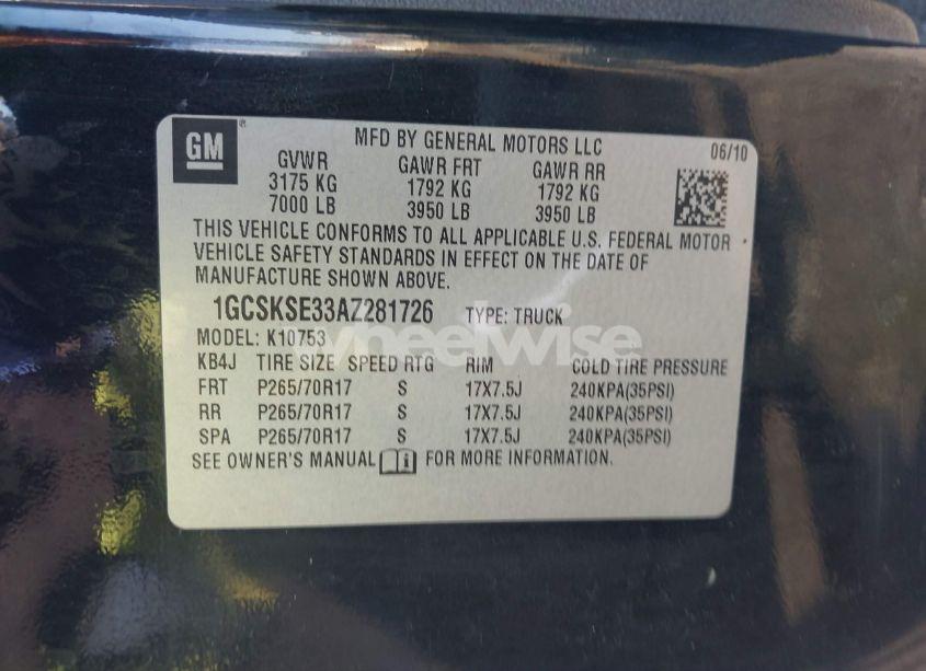 Photo 9 of 2010 Chevrolet Silverado 1500 LT (VIN 1GCSKSE33AZ281726)