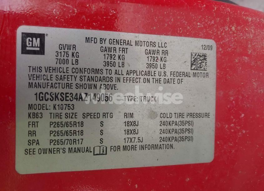 Photo 9 of 2010 Chevrolet Silverado 1500 LT (VIN 1GCSKSE34AZ149056)