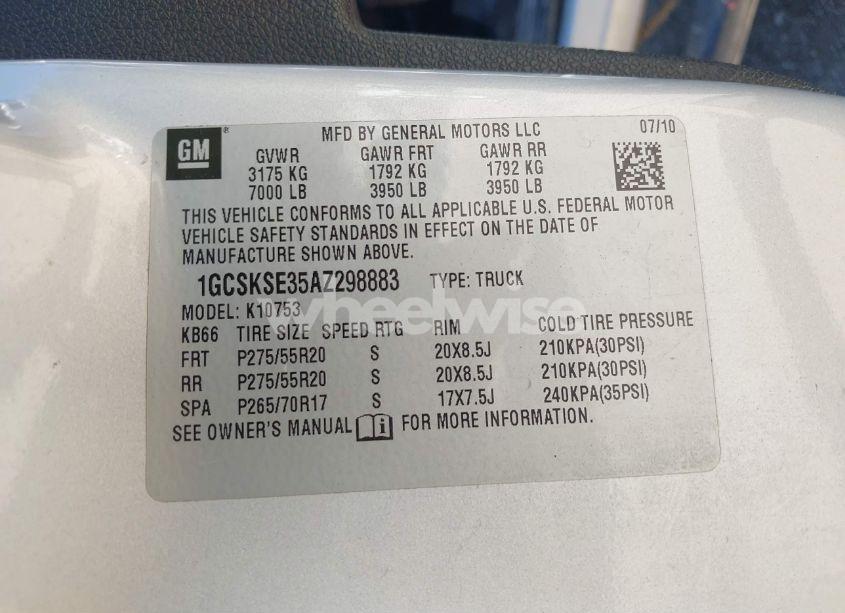 Photo 9 of 2010 Chevrolet Silverado 1500 LT (VIN 1GCSKSE35AZ298883)