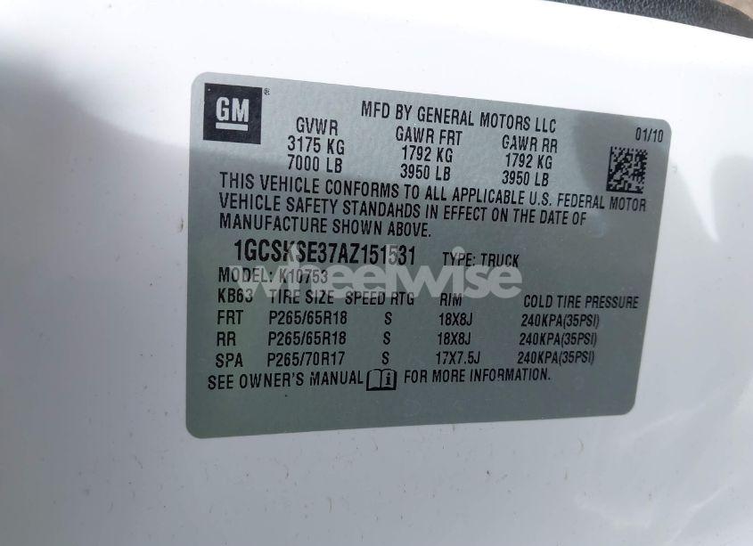 Photo 9 of 2010 Chevrolet Silverado 1500 LT (VIN 1GCSKSE37AZ151531)