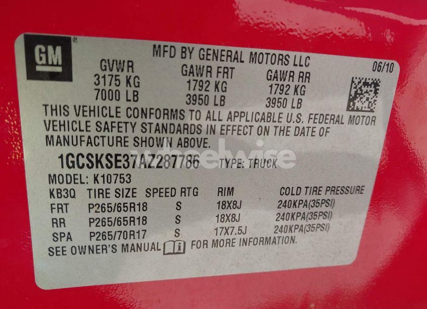 Photo 9 of 2010 Chevrolet Silverado 1500 LT (VIN 1GCSKSE37AZ287786)