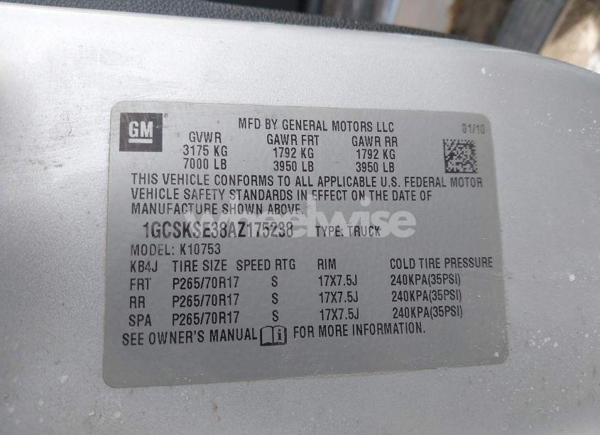 Photo 9 of 2010 Chevrolet Silverado 1500 LT (VIN 1GCSKSE38AZ175238)