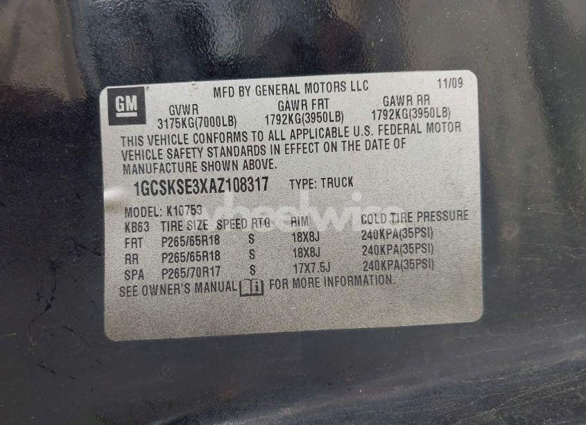 Photo 9 of 2010 Chevrolet Silverado 1500 LT (VIN 1GCSKSE39AZ110317)