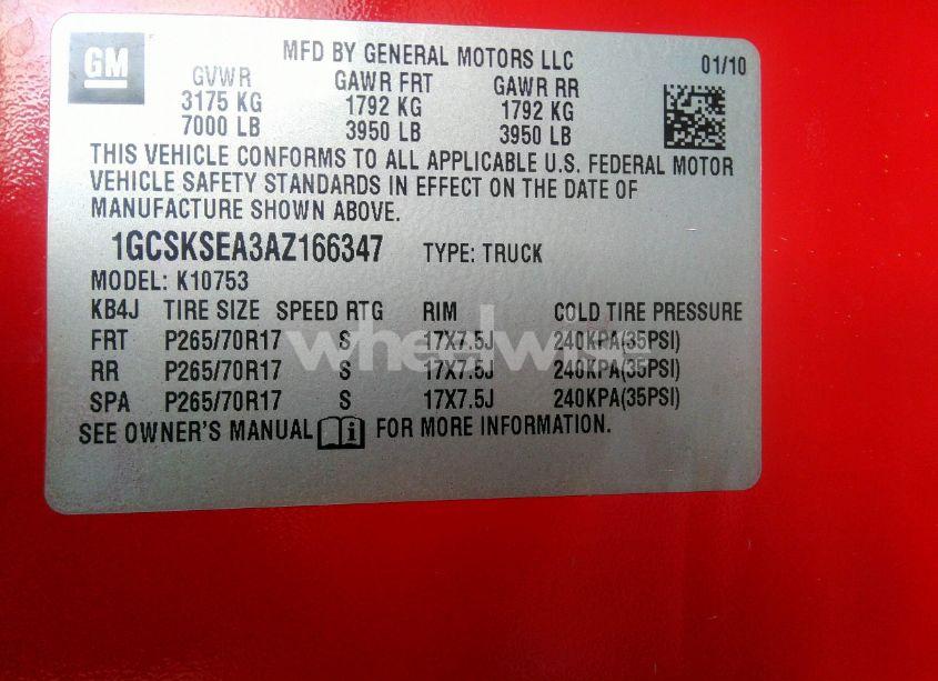 Photo 9 of 2010 Chevrolet Silverado 1500 LT (VIN 1GCSKSEA3AZ166347)