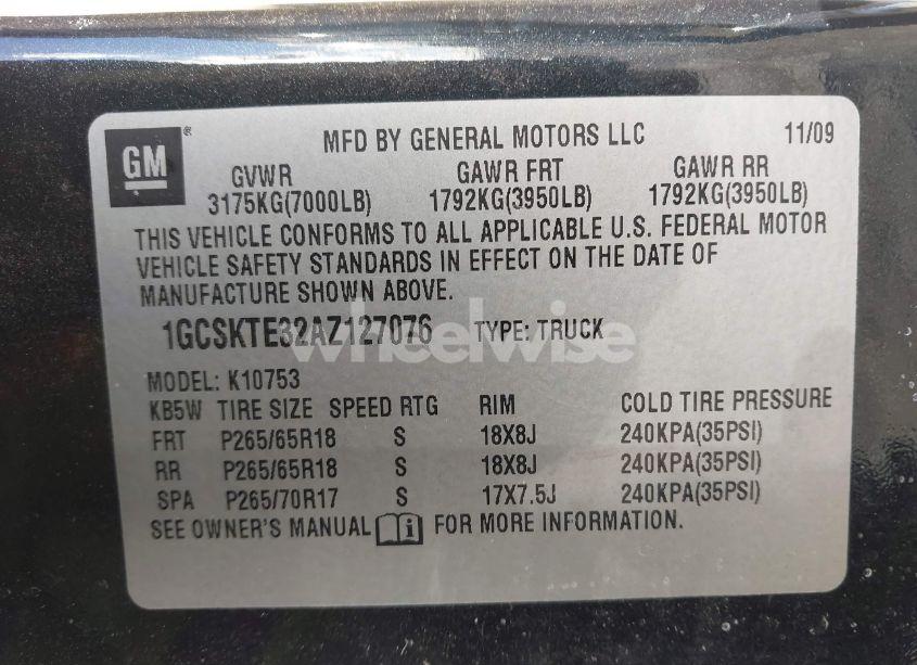 Photo 9 of 2010 Chevrolet Silverado 1500 LTZ (VIN 1GCSKTE32AZ127076)