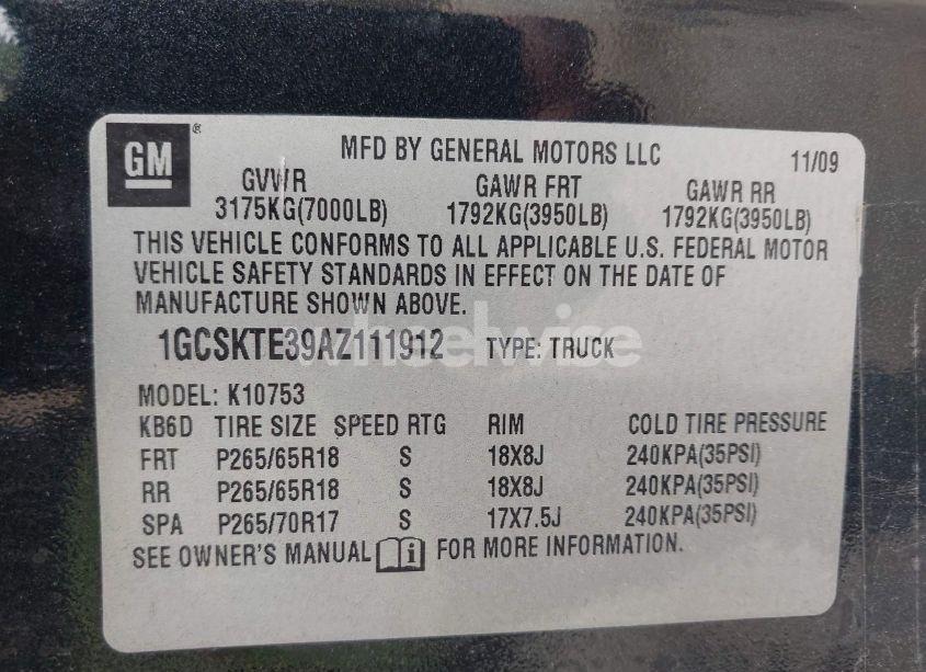 Photo 9 of 2010 Chevrolet Silverado 1500 LTZ (VIN 1GCSKTE39AZ111912)