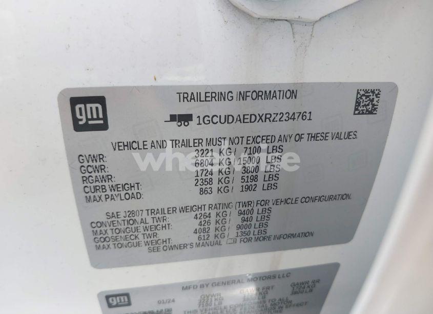 Photo 9 of 2024 Chevrolet Silverado 1500 4WD SHORT BED WT (VIN 1GCUDAEDXRZ234761)