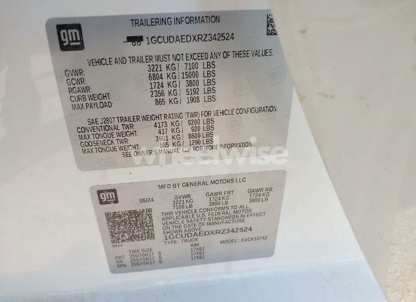 Photo 9 of 2024 Chevrolet Silverado 1500 4WD STANDARD BED WT (VIN 1GCUDAEDXRZ342524)