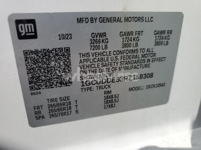 Photo 2 of 2024 CHEVROLET SILVERADO K1500 LT (VIN 1GCUDDE83RZ159308)