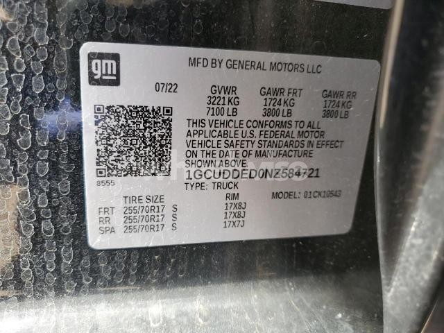 Photo 6 of 2022 CHEVROLET SILVERADO K1500 LT (VIN 1GCUDDED0NZ584721)