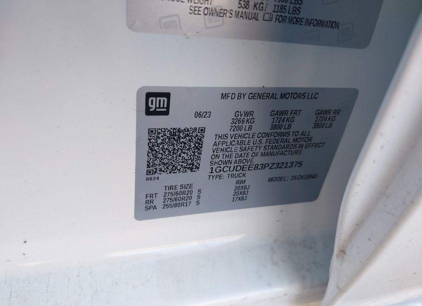 Photo 9 of 2023 Chevrolet Silverado 1500 4WD SHORT BED RST (VIN 1GCUDEE83PZ321375)