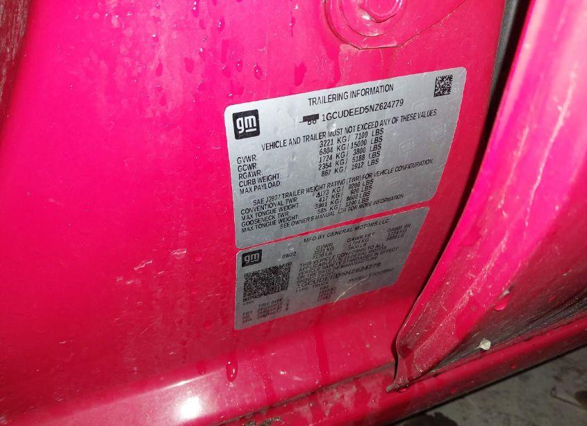 Photo 9 of 2022 Chevrolet Silverado 1500 4WD SHORT BED RST (VIN 1GCUDEED5NZ624779)