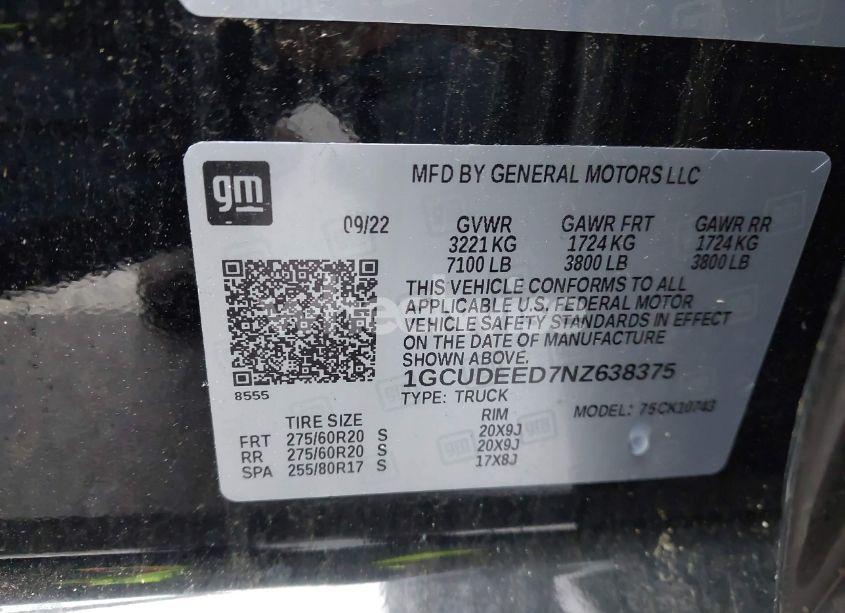 Photo 9 of 2022 Chevrolet Silverado 1500 4WD STANDARD BED RST (VIN 1GCUDEED7NZ638375)