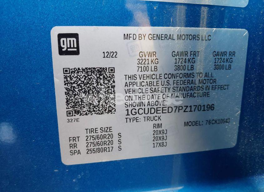 Photo 9 of 2023 Chevrolet Silverado 1500 4WD SHORT BED RST (VIN 1GCUDEED7PZ170196)