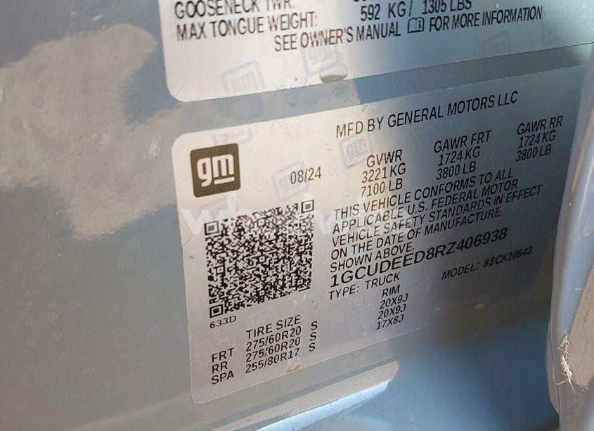 Photo 9 of 2024 Chevrolet Silverado 1500 4WD SHORT BED RST (VIN 1GCUDEED8RZ406938)