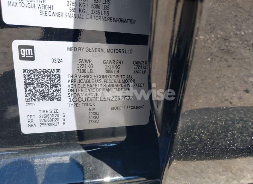 Photo 9 of 2024 Chevrolet Silverado 1500 4WD SHORT BED RST (VIN 1GCUDEEL5RZ292632)