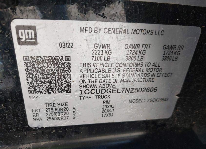 Photo 9 of 2022 Chevrolet Silverado 1500 4WD SHORT BED LTZ (VIN 1GCUDGEL7NZ502606)