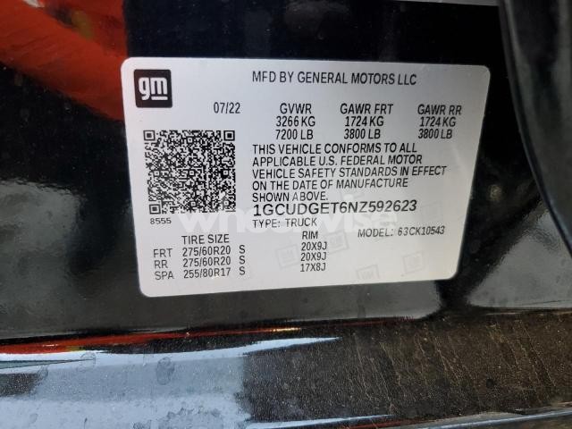 Photo 11 of 2022 CHEVROLET SILVERADO K1500 LTZ (VIN 1GCUDGET6NZ592623)