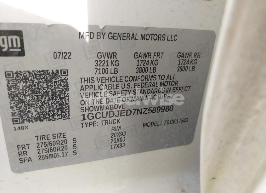 Photo 9 of 2022 Chevrolet Silverado 1500 4WD SHORT BED HIGH COUNTRY (VIN 1GCUDJED7NZ589980)