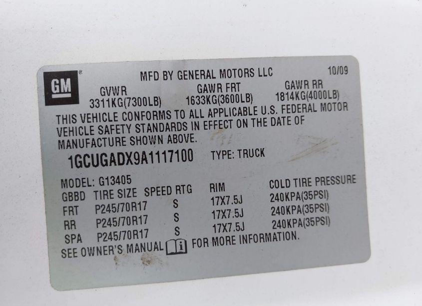 Photo 9 of 2010 Chevrolet Express WORK VAN (VIN 1GCUGADX9A1117100)