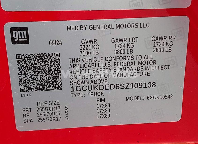 Photo 9 of 2025 Chevrolet Silverado 1500 4WD STANDARD BED LT (VIN 1GCUKDED6SZ109138)