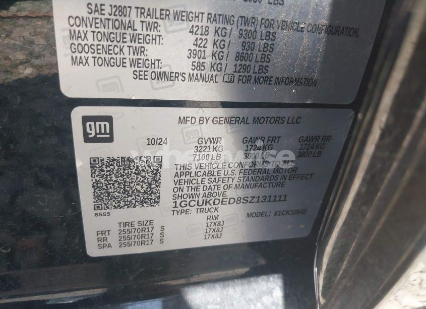 Photo 9 of 2025 Chevrolet Silverado 1500 4WD STANDARD BED LT (VIN 1GCUKDED8SZ131111)