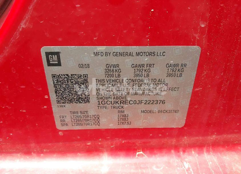 Photo 9 of 2018 Chevrolet Silverado 1500 1LT (VIN 1GCUKREC0JF222376)