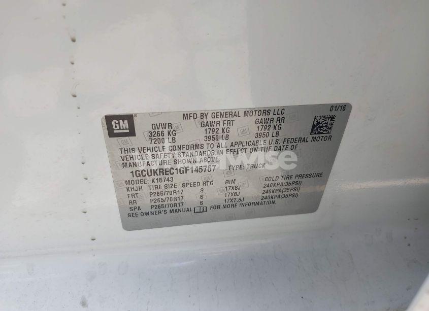 Photo 9 of 2016 Chevrolet Silverado 1500 1LT (VIN 1GCUKREC1GF145767)