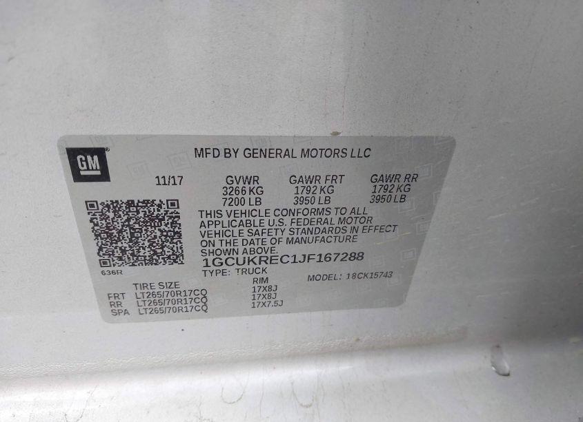 Photo 9 of 2018 Chevrolet Silverado 1500 1LT (VIN 1GCUKREC1JF167288)